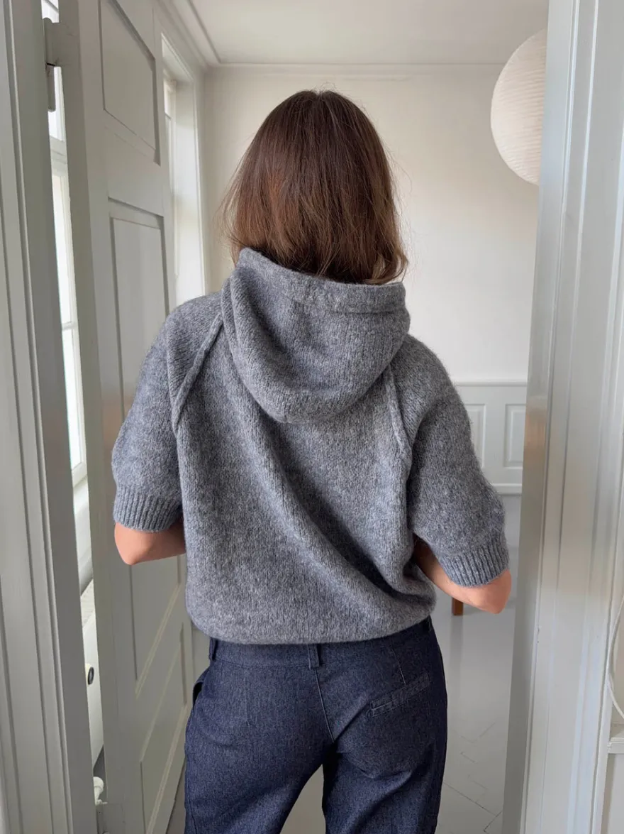 Design By Si Vanja strikket hoodie - Grå Outlet