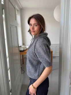 Design By Si Vanja strikket hoodie - Grå Outlet