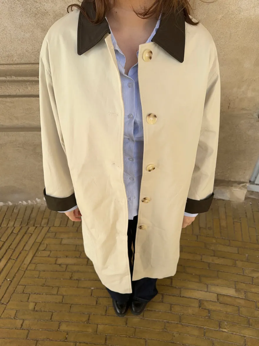 Design By Si Vespera frakke med krave - Lys beige/brun Online