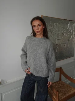 Design By Si Vicky striktrøje med ribdetaljer - Grå Best