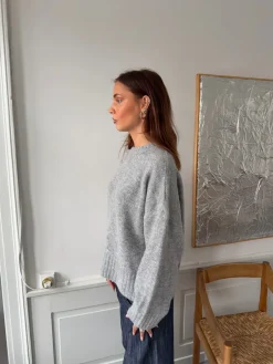 Design By Si Vicky striktrøje med ribdetaljer - Grå Best