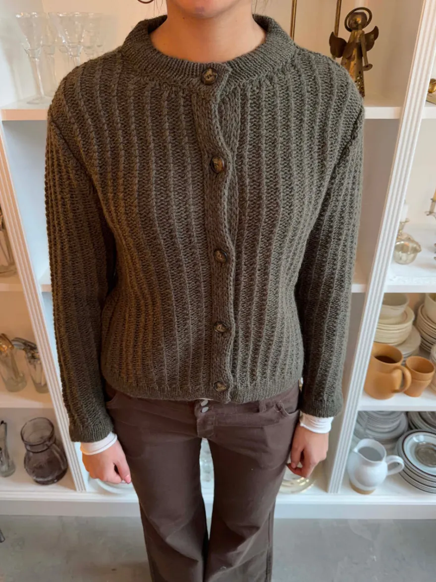 Design By Si Vincent strikket cardigan - Mørkegrøn New