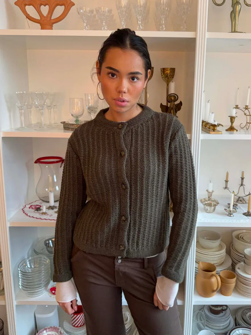 Design By Si Vincent strikket cardigan - Mørkegrøn New