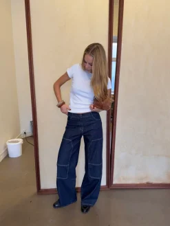 Design By Si Wilma jeans med detaljer - Mørk denim Online