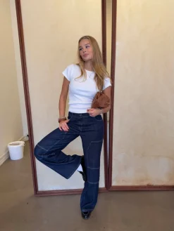 Design By Si Wilma jeans med detaljer - Mørk denim Online