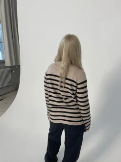 Design By Si Xenia cardigan med striber - Beige/sort New