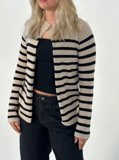 Design By Si Xenia cardigan med striber - Beige/sort New