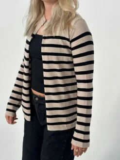Design By Si Xenia cardigan med striber - Beige/sort New