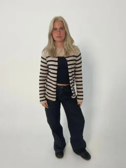 Design By Si Xenia cardigan med striber - Beige/sort New