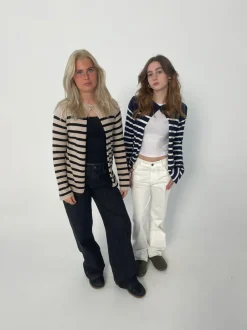 Design By Si Xenia cardigan med striber - Navy/hvid Outlet