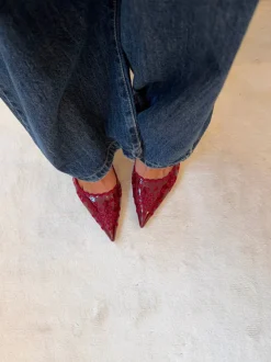 Design By Si Ydun slingback hæle med detaljer - Rød