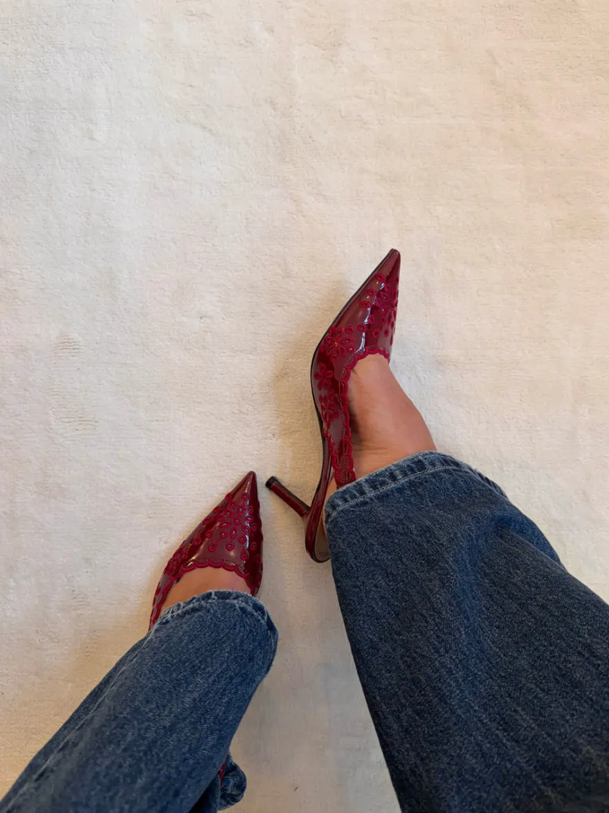 Design By Si Ydun slingback hæle med detaljer - Rød