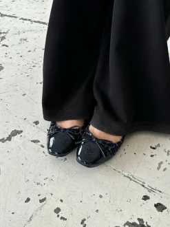 Design By Si Zamora ballerina sko med mønster og sløjfe - Navy Outlet