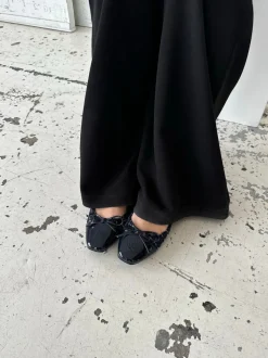 Design By Si Zamora ballerina sko med mønster og sløjfe - Navy Outlet