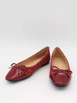 Design By Si Zamora ballerina sko mønster og sløjfe - Rød Sale