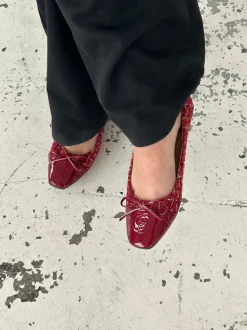 Design By Si Zamora ballerina sko mønster og sløjfe - Rød Sale