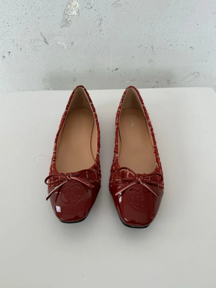 Design By Si Zamora ballerina sko mønster og sløjfe - Rød Sale