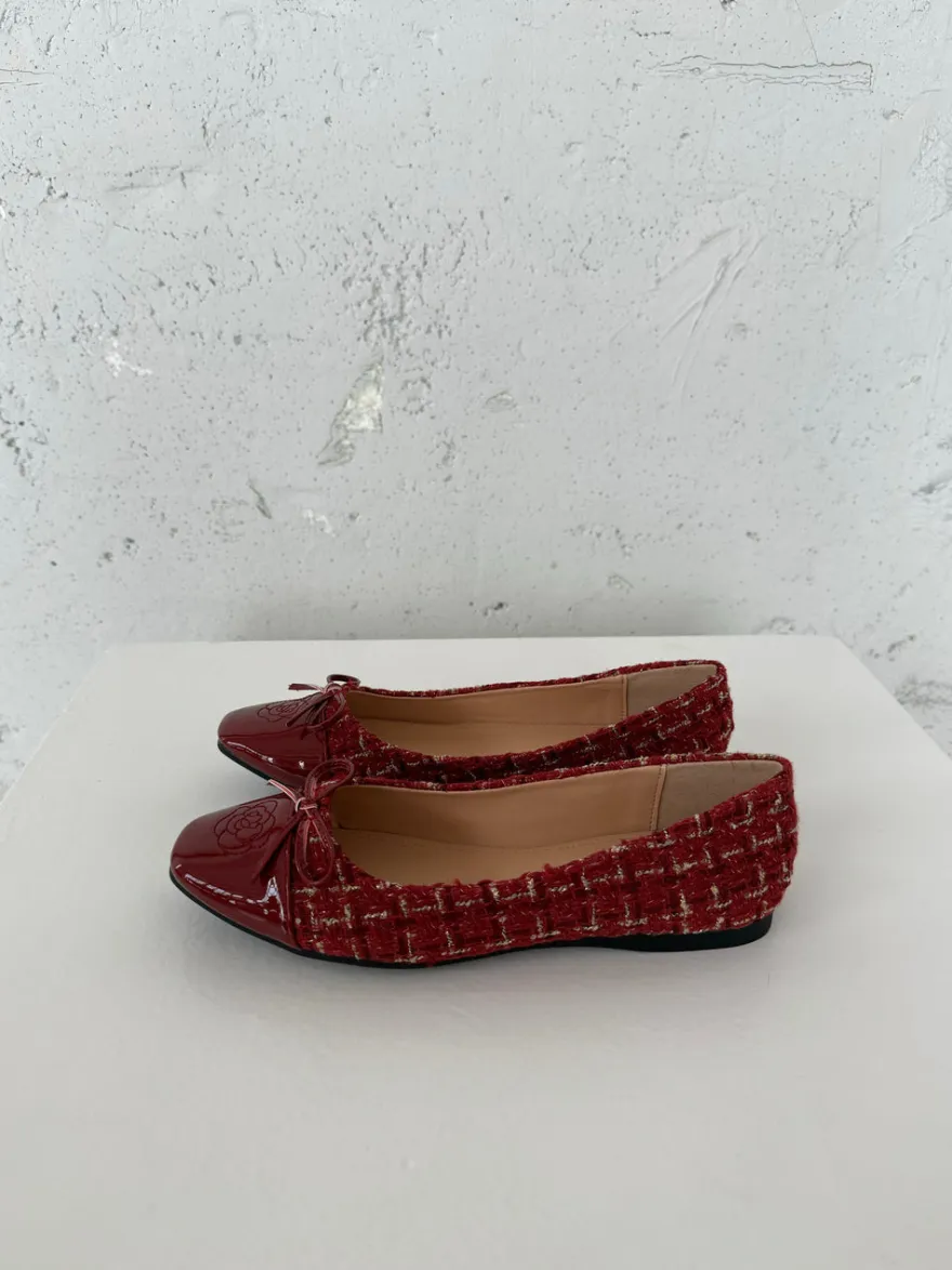 Design By Si Zamora ballerina sko mønster og sløjfe - Rød Sale