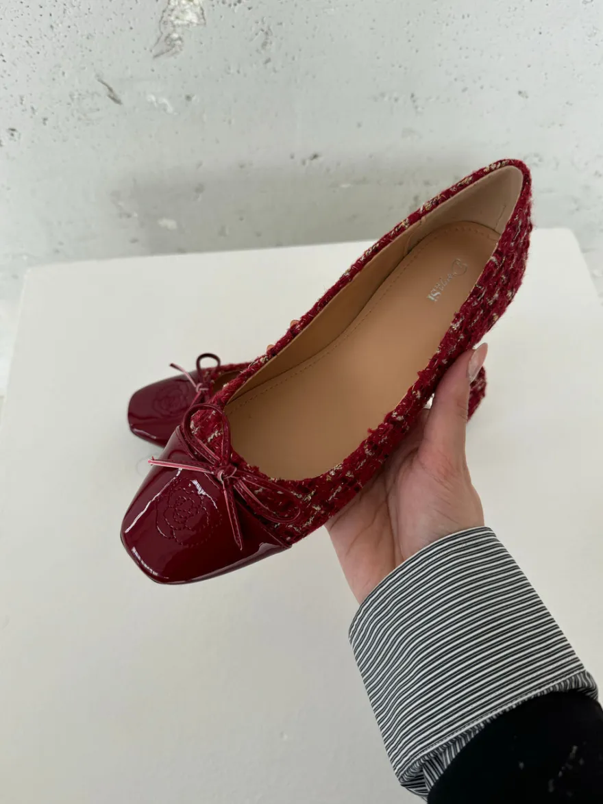 Design By Si Zamora ballerina sko mønster og sløjfe - Rød Sale