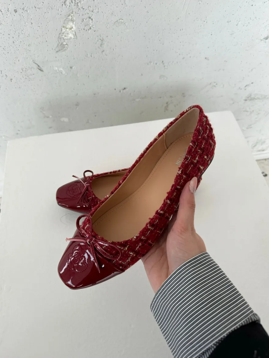 Design By Si Zamora ballerina sko mønster og sløjfe - Rød Sale