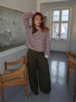Design By Si Zeya striktrøje med striber - Lyserød/taupe Outlet
