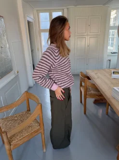 Design By Si Zeya striktrøje med striber - Lyserød/taupe Outlet