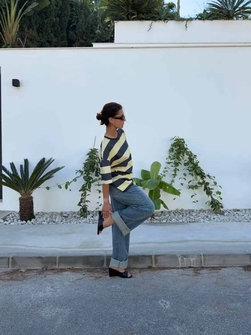 Design By Si Zinnia oversized t-shirt - Gul/grå Online