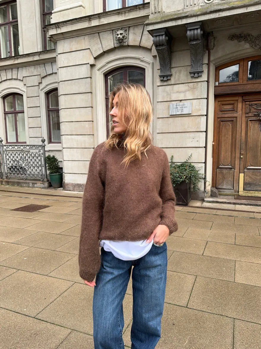 Design By Si Zuzanna mohair striktrøje - Brun Clearance