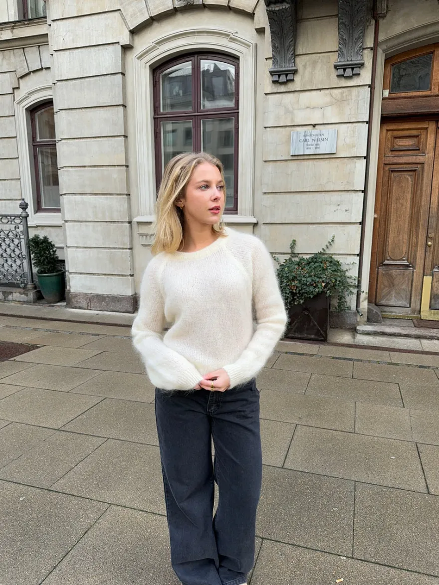Design By Si Zuzanna mohair striktrøje - Hvid Discount